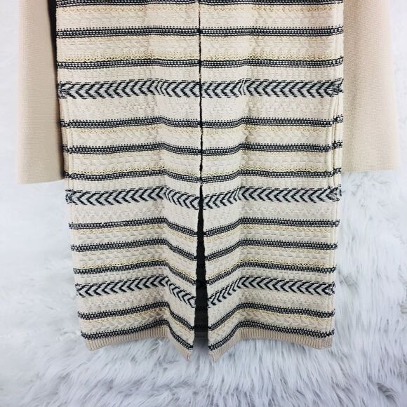 Tory Burch Cream Jacquard Woven Sweater Coat - Picture 5 of 8